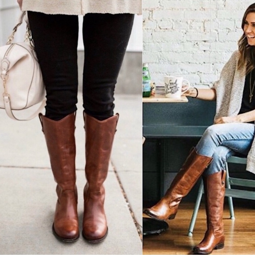 Frye Brown Melissa Button Leather Boots, women’s 6